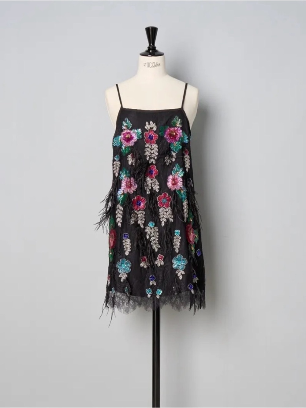 Sea New York Black Beaded Floral Mini Dress